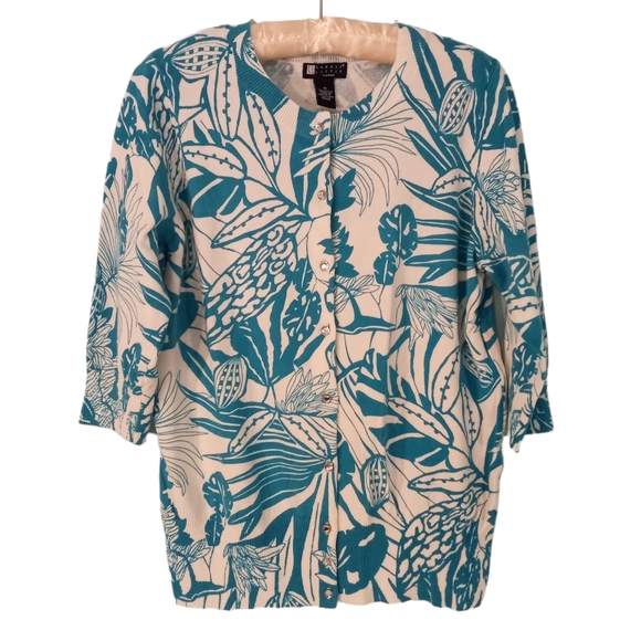 Carole Little Botanical Patterned Cardigan | US 1X - Picture 1 of 5